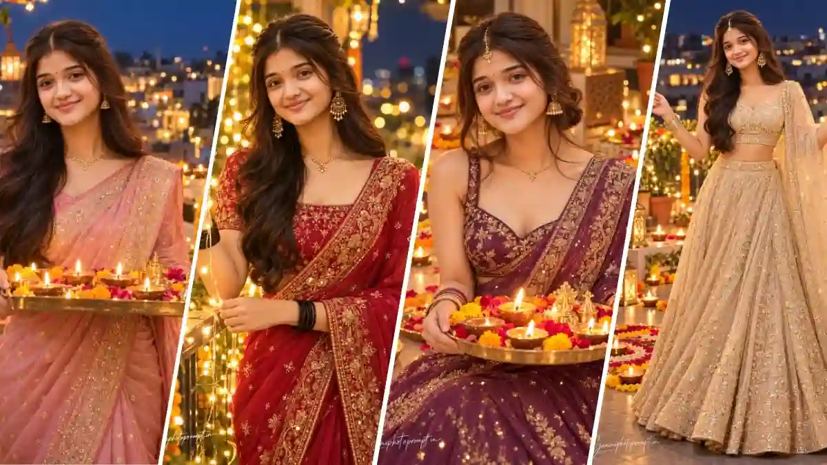 Diwali Prompt for Gemini Girl in Saree